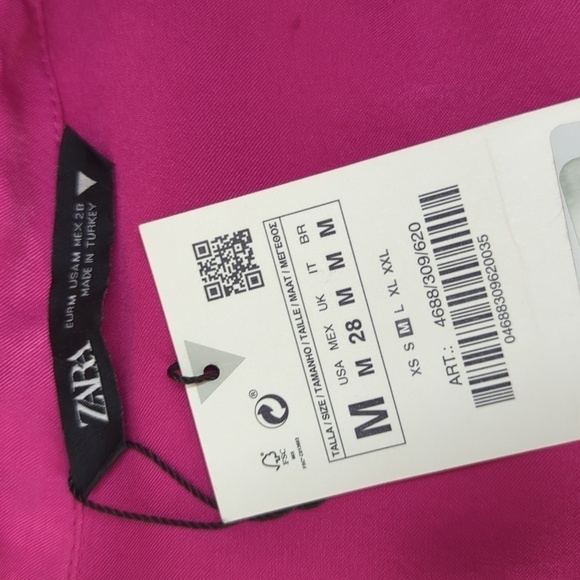 NEW Zara Satin Twist Shirtdress Pink M retro preppy Business casual barbiecore - Picture 8 of 14